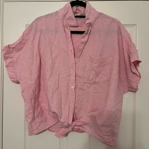 Madewell pink linen button down shirt